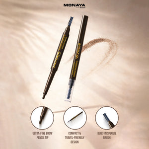 EYEBROW Pencil, Smudge-proof Chocolate Brown Eye Brow Pencil | Brow Pencil and Brush Combo | High Definition Waterproof  - E002