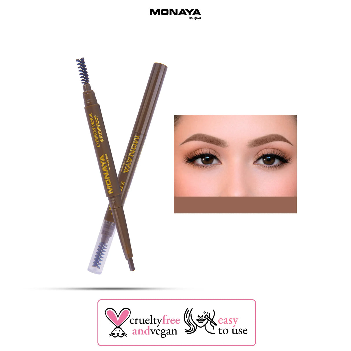 EYEBROW Pencil, Smudge-proof Chocolate Brown Eye Brow Pencil | Brow Pencil and Brush Combo | High Definition Waterproof  - E002