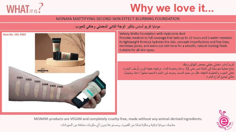 Perfect Matte Liquid Foundation – Full Coverage, Waterproof - 6 Shades (30ml) - F003