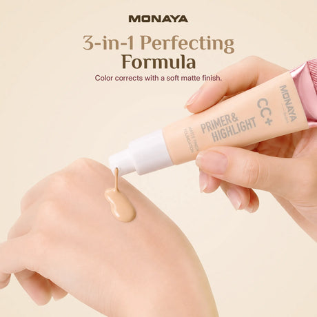 CC+ Matte Foundation Primer & Highlight  – Color Correcting Coverage, Oil Control Matte Finish, Lightweight Long-Lasting Formula, Vegan & Cruelty-Free - F004