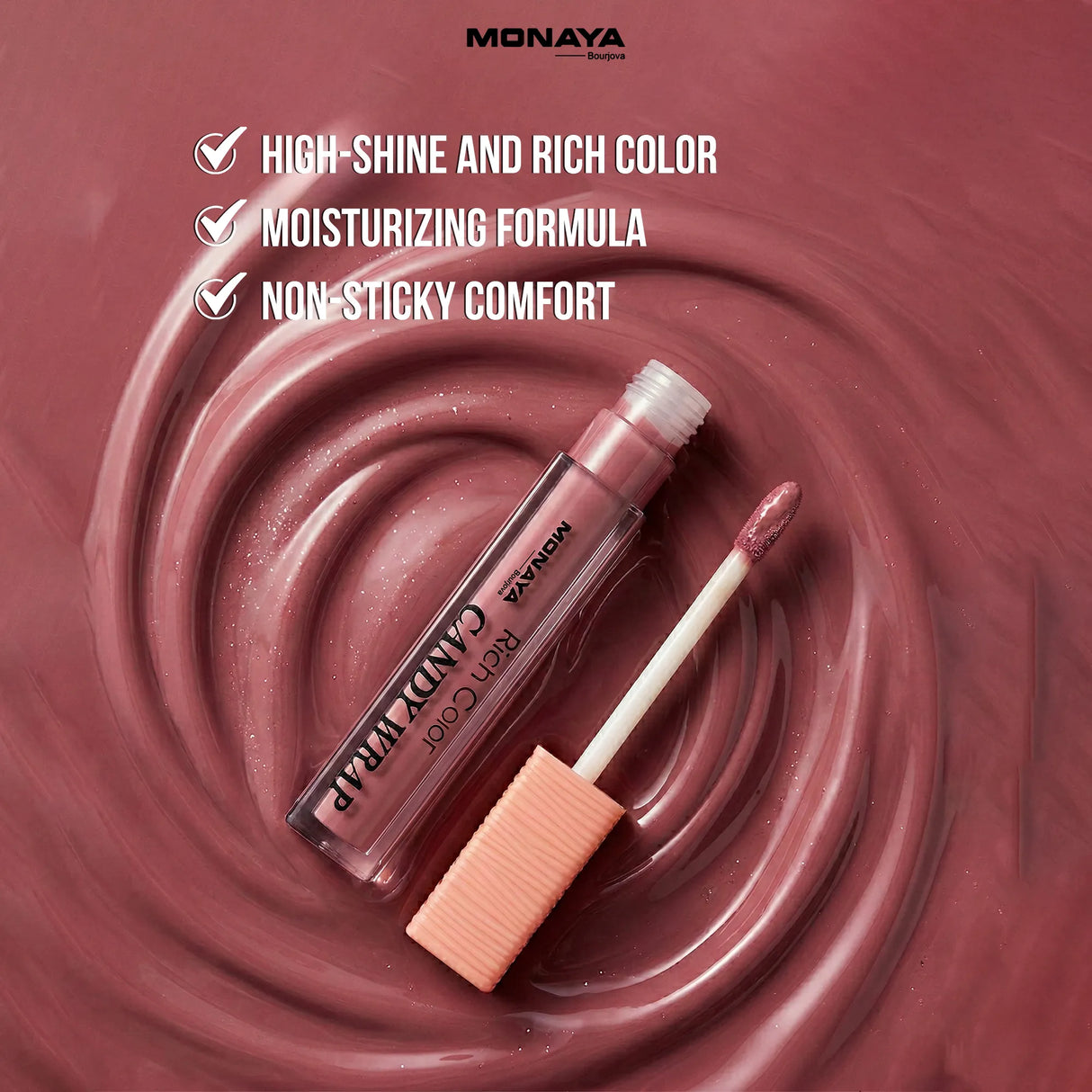 Candy Wrap Lip Gloss, 12 Shades, High Shine & Moisturizing, 4.5ml - G012