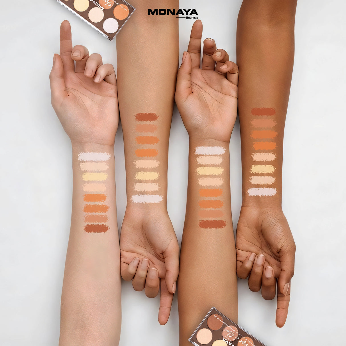 Shape & Glow Face Palette, Bronzer & Sculpting Powder - All-in-One - 8 Shades - HC001