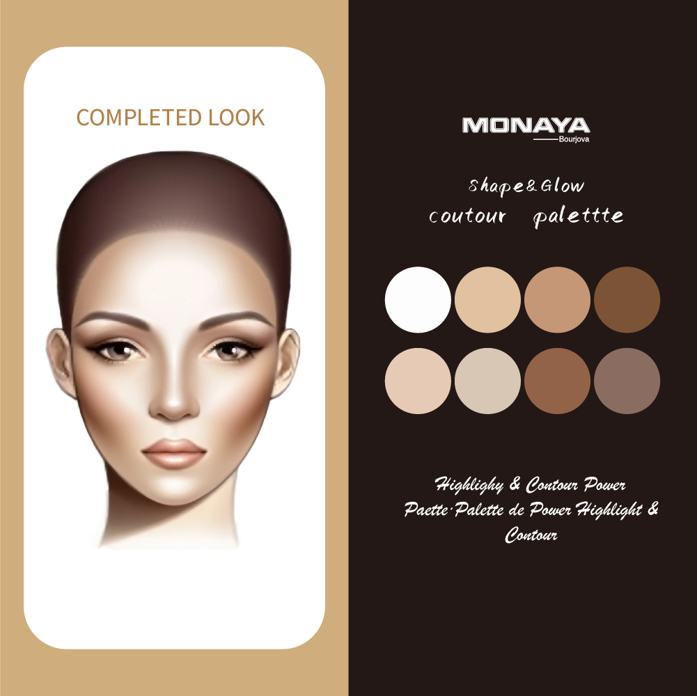 Monaya Shape & Glow Face Palette, 8 Shades, OSL-HC001