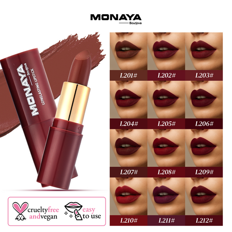 Monaya L002 Longlasting Lipstick,Full Coverage, Moisturizing Matte Finish, Perfect for All Skin Types