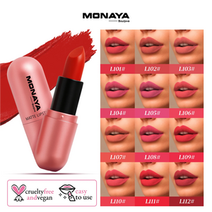 Velvet Touch Matte Lipstick, Hydrating Satin Lipstick - 12 Shades - L007