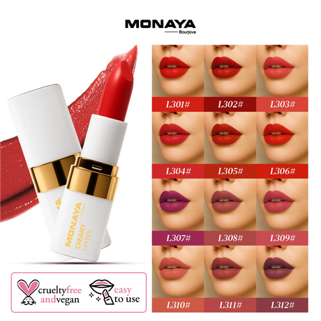 Creamy Matte Lipstick, High Coverage, 12 Shades - L010