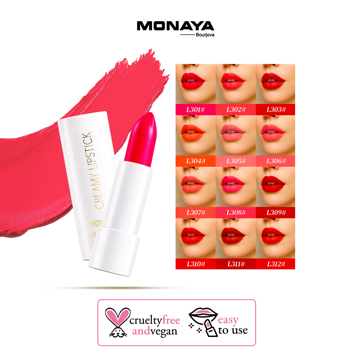 Velvet Cream Lipstick, Hydrating & Long-lasting, 12 Shades - L011