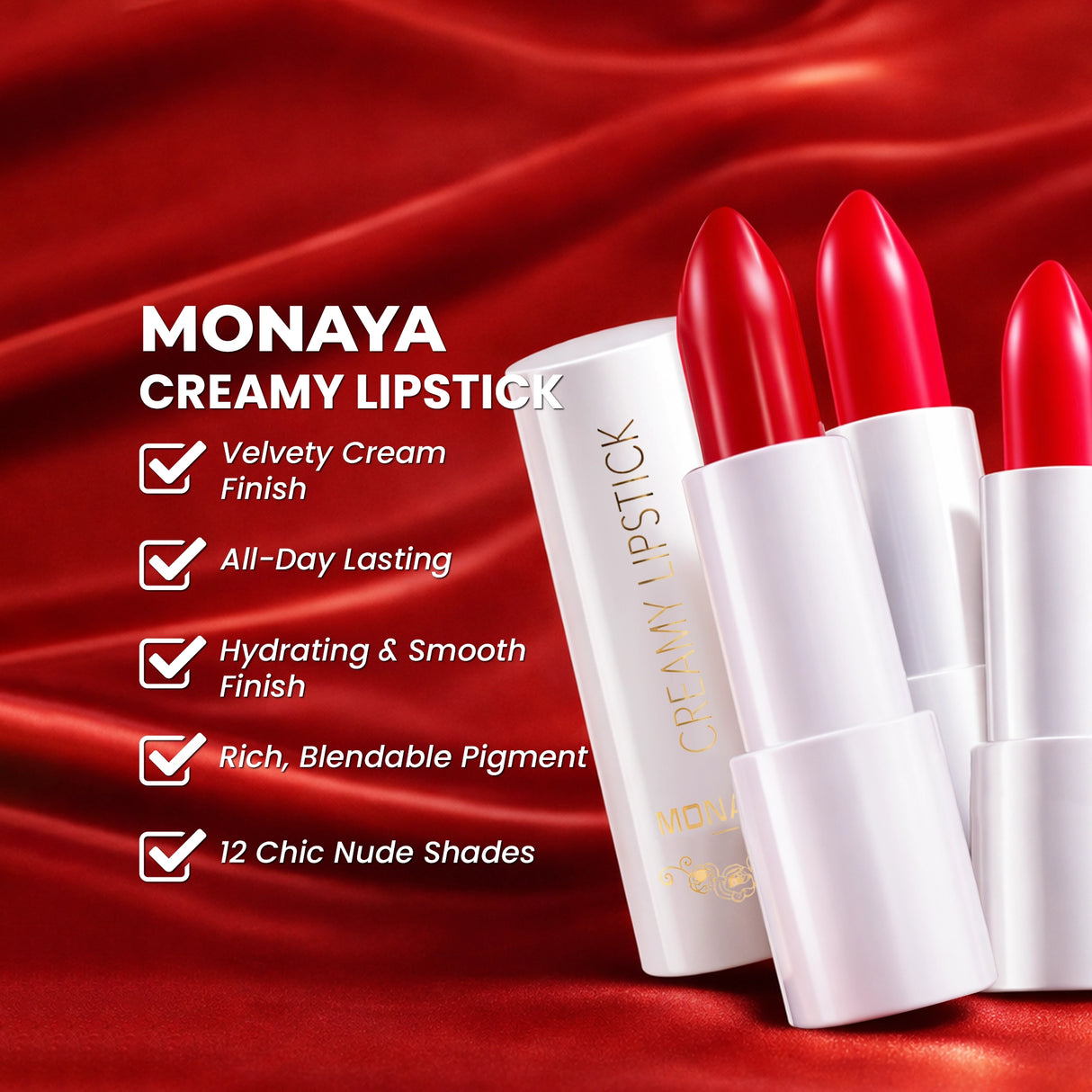 Velvet Cream Lipstick, Hydrating & Long-lasting, 12 Shades - L011