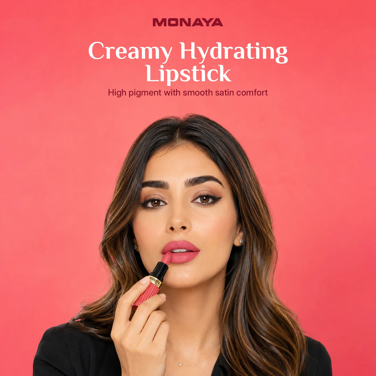 Monaya Lipstick – Creamy Hydrating Lip Color, Smooth Satin Finish, High-Pigment Formula, Long-Lasting Comfortable Wear, Vegan & Cruelty-Free - L026
