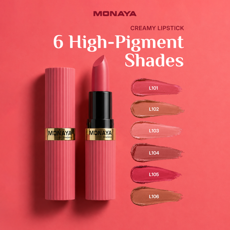 Monaya Lipstick – Creamy Hydrating Lip Color, Smooth Satin Finish, High-Pigment Formula, Long-Lasting Comfortable Wear, Vegan & Cruelty-Free - L026