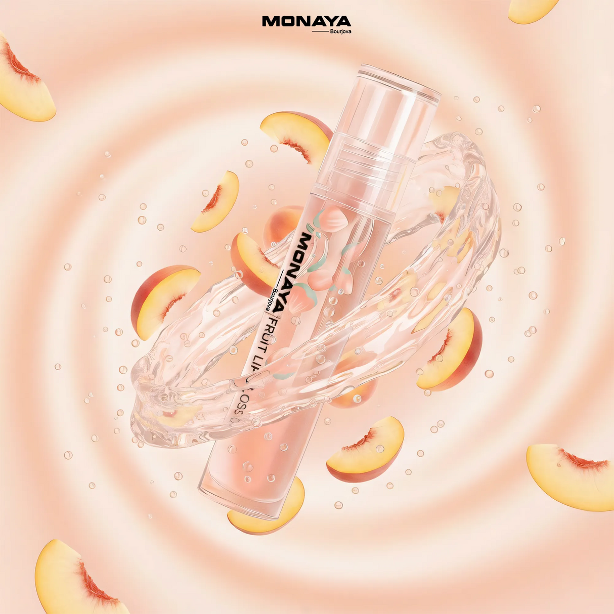 Peach Fruit Lip Gloss - Natural Glossy Finish, Nourishing Lip Oil – LO002