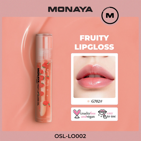 Strawberry Fruit Lip Gloss - Natural Glossy Finish, Nourishing Lip Oil – LO002