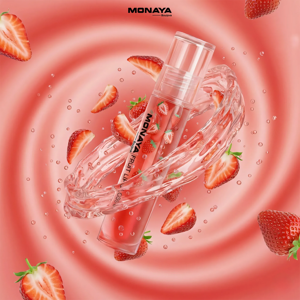 Strawberry Fruit Lip Gloss - Natural Glossy Finish, Nourishing Lip Oil – LO002