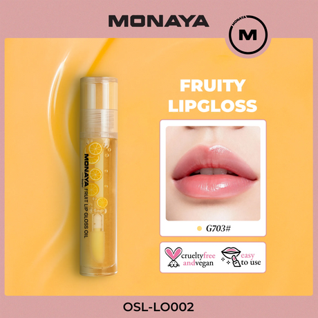 Orange Fruit Lip Gloss - Natural Glossy Finish, Nourishing Lip Oil – LO002