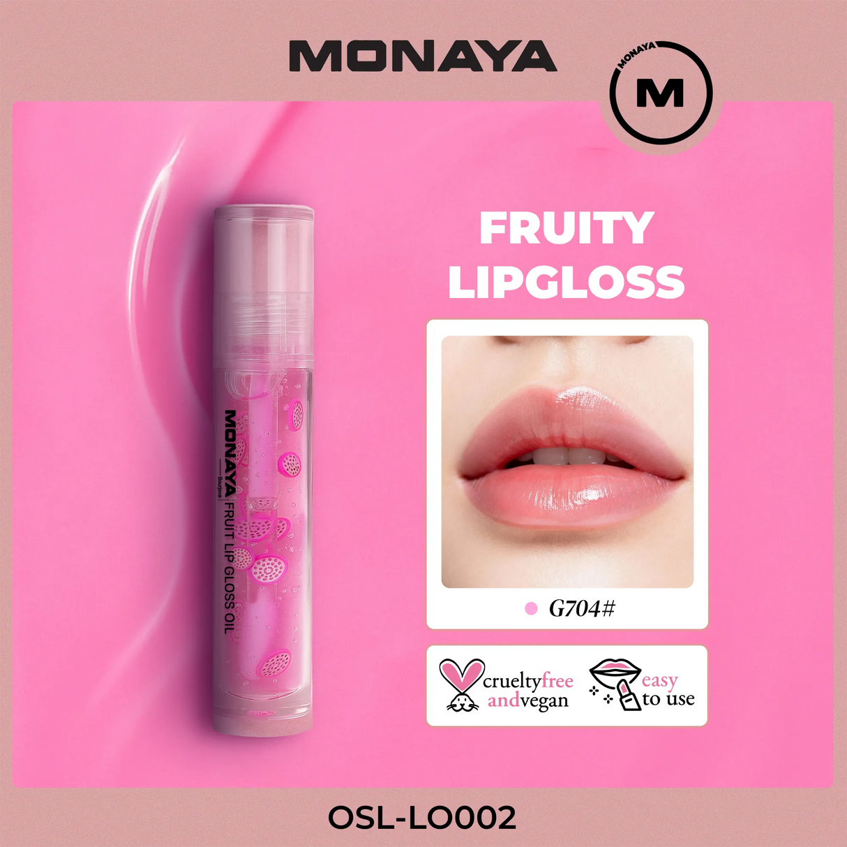 Dragon Fruit Lip Gloss - Natural Glossy Finish, Nourishing Lip Oil – LO002