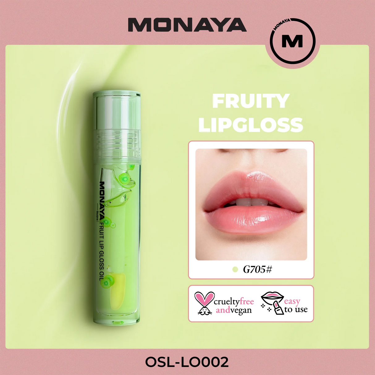 Kiwi Fruit Lip Gloss - Natural Glossy Finish, Nourishing Lip Oil – LO002