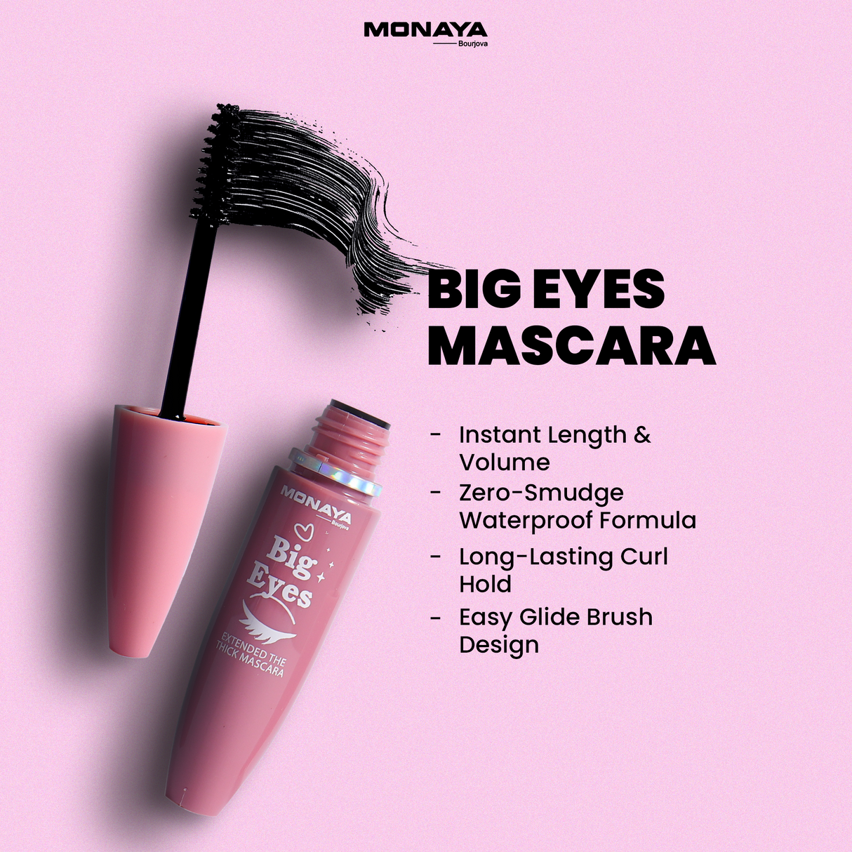 Monaya M003 Big Eyes Extended  The Thick Mascara, Long-Lasting Zero-Smudge Lengthening Mascara M201#