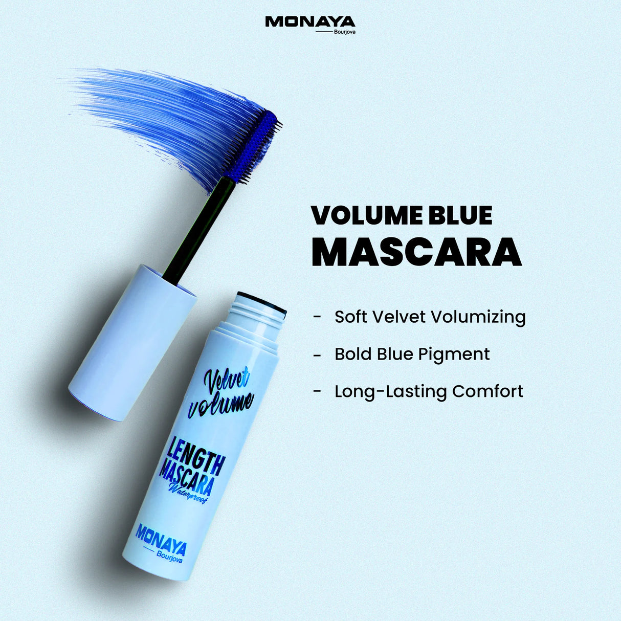 Velvet Mascara – Blue Color, Volumizing & Defining Lashes, Long-Lasting - M016