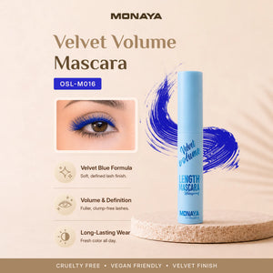 Velvet Mascara – Blue Color, Volumizing & Defining Lashes, Long-Lasting - M016