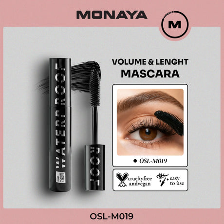 Waterproof Mascara – Volume & Length, Smudge-Proof Long-Lasting Formula - M019