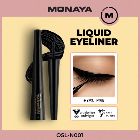 Waterproof Black Liquid Eyeliner – Intense Black,  Long-Lasting, Precision Tip - N001
