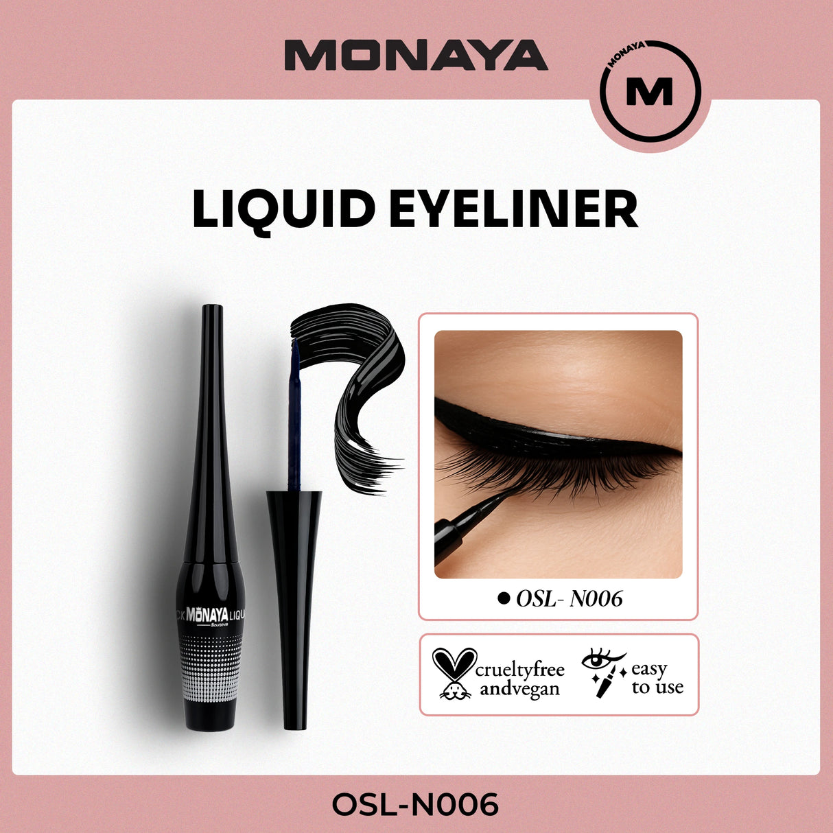 Mild Black Liquid Eyeliner, Long-Lasting Satin Finish (N201#) - N006
