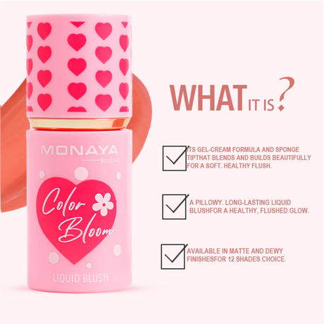 Color Bloom Matte Liquid Blush, pigmented formula, Moisturizing - 8 Shades - S004