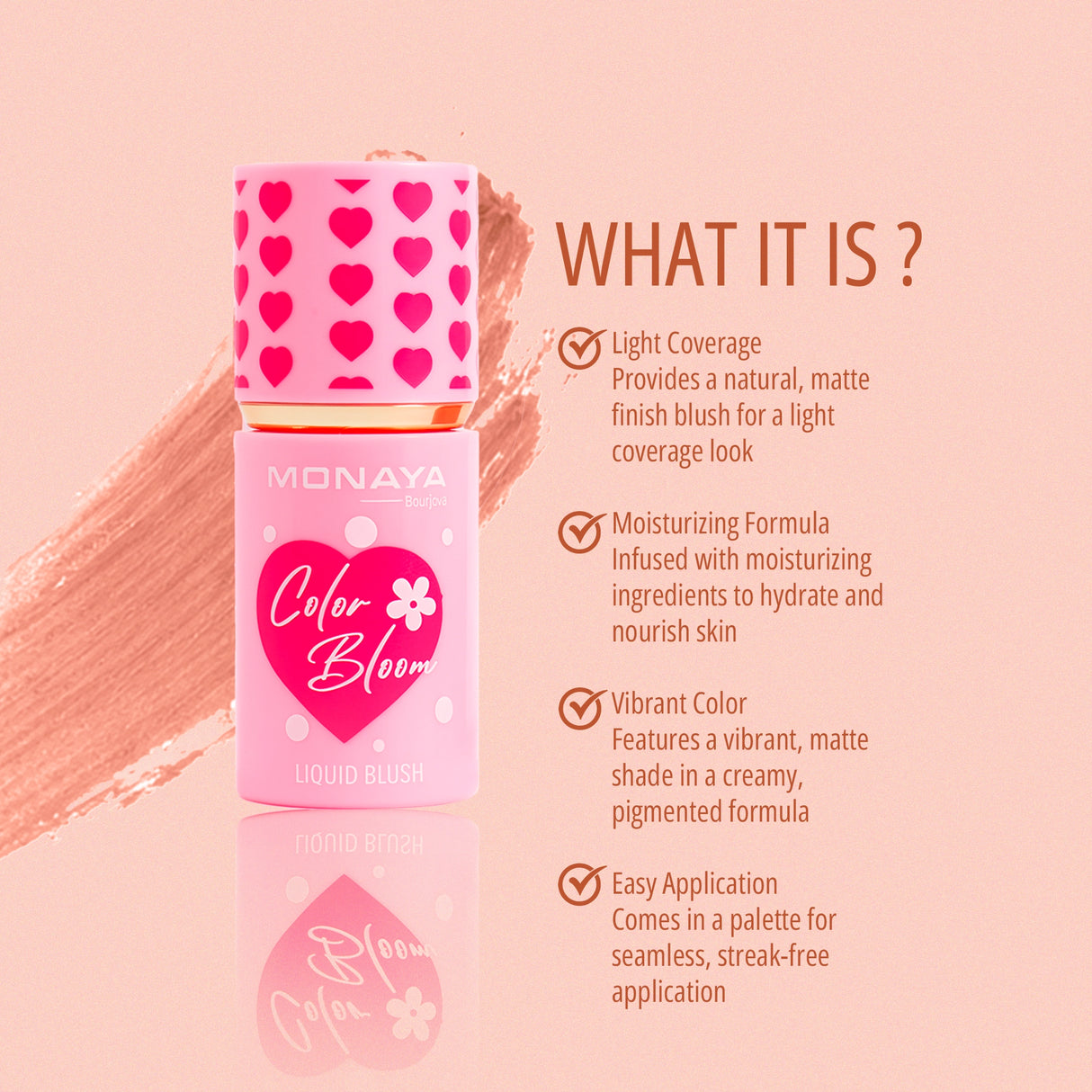 Color Bloom Matte Liquid Blush, pigmented formula, Moisturizing - 8 Shades - S004