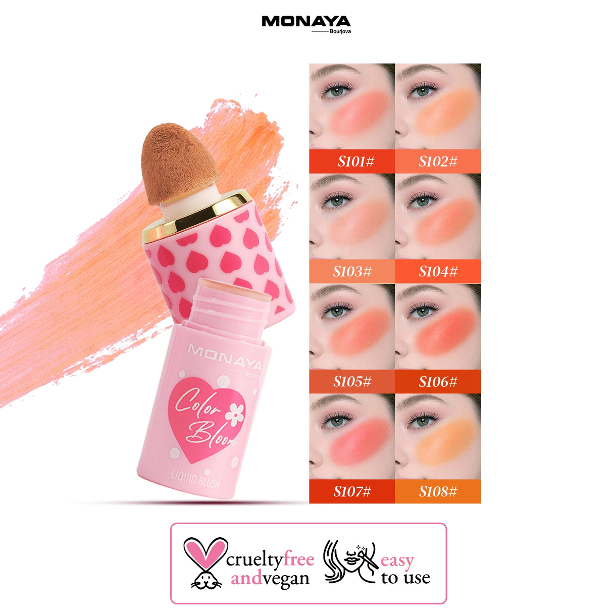 Color Bloom Matte Liquid Blush, pigmented formula, Moisturizing - 8 Shades - S004