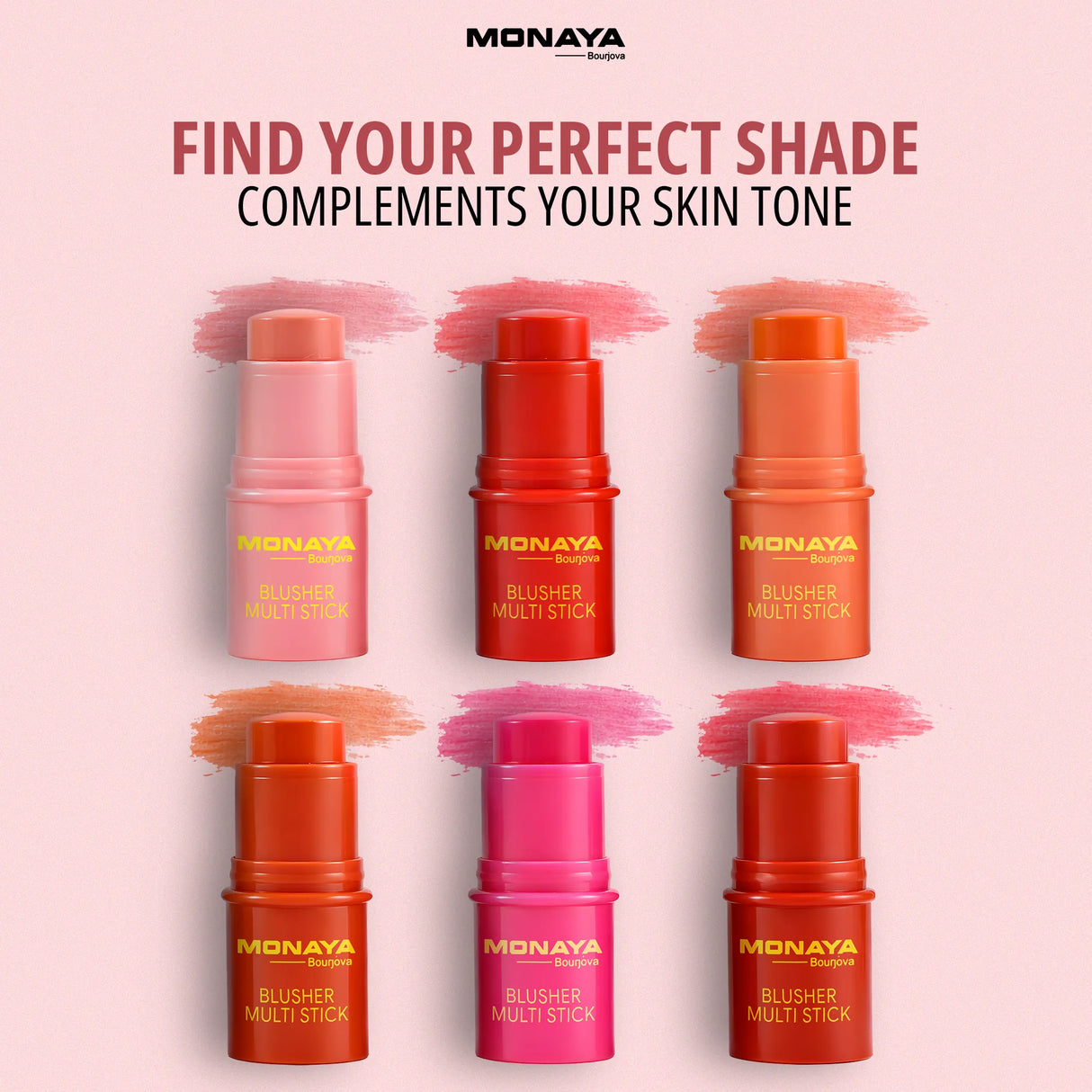 Blusher Multi Stick – Cream Blush Stick for Cheeks & Lips, Natural Finish, 6 Shades - S006