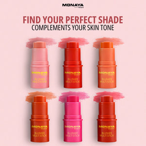 Blusher Multi Stick – Cream Blush Stick for Cheeks & Lips, Natural Finish, 6 Shades - S006