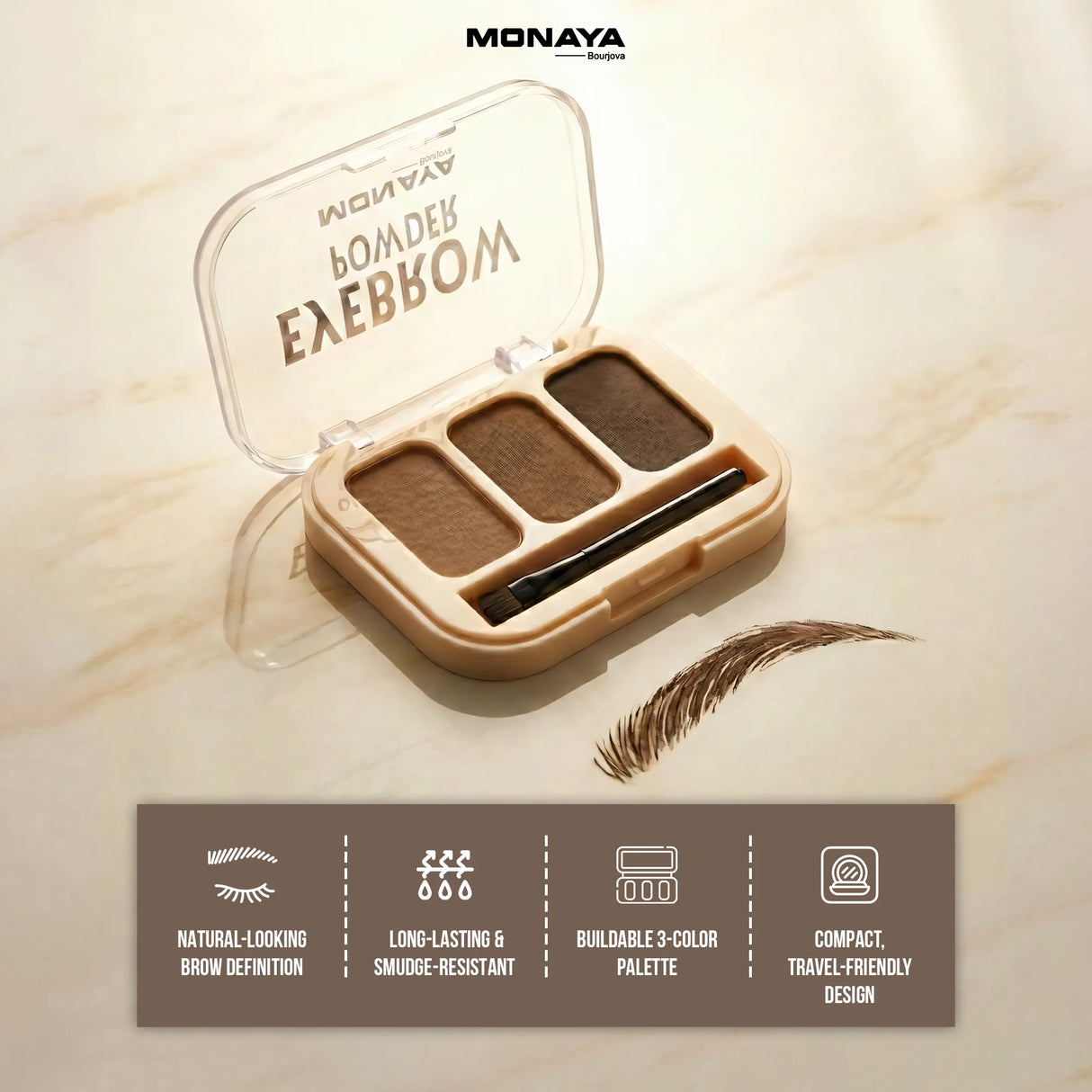 Eyebrow Powder - Soft and Natural Eyebrow Powder, Compact Size - W002