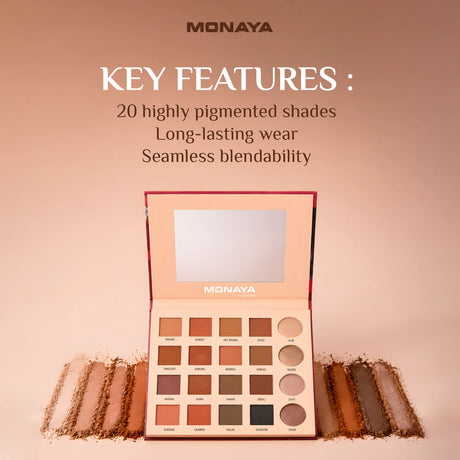Pure Color Eyeshadow Palette, Highly Pigmented & Long-Lasting - 20 Shades - Y001
