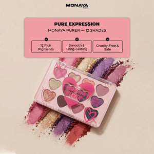 Purer Eyeshadow Palette, Highly Pigmented & Blendable, 12 Colors - Y003