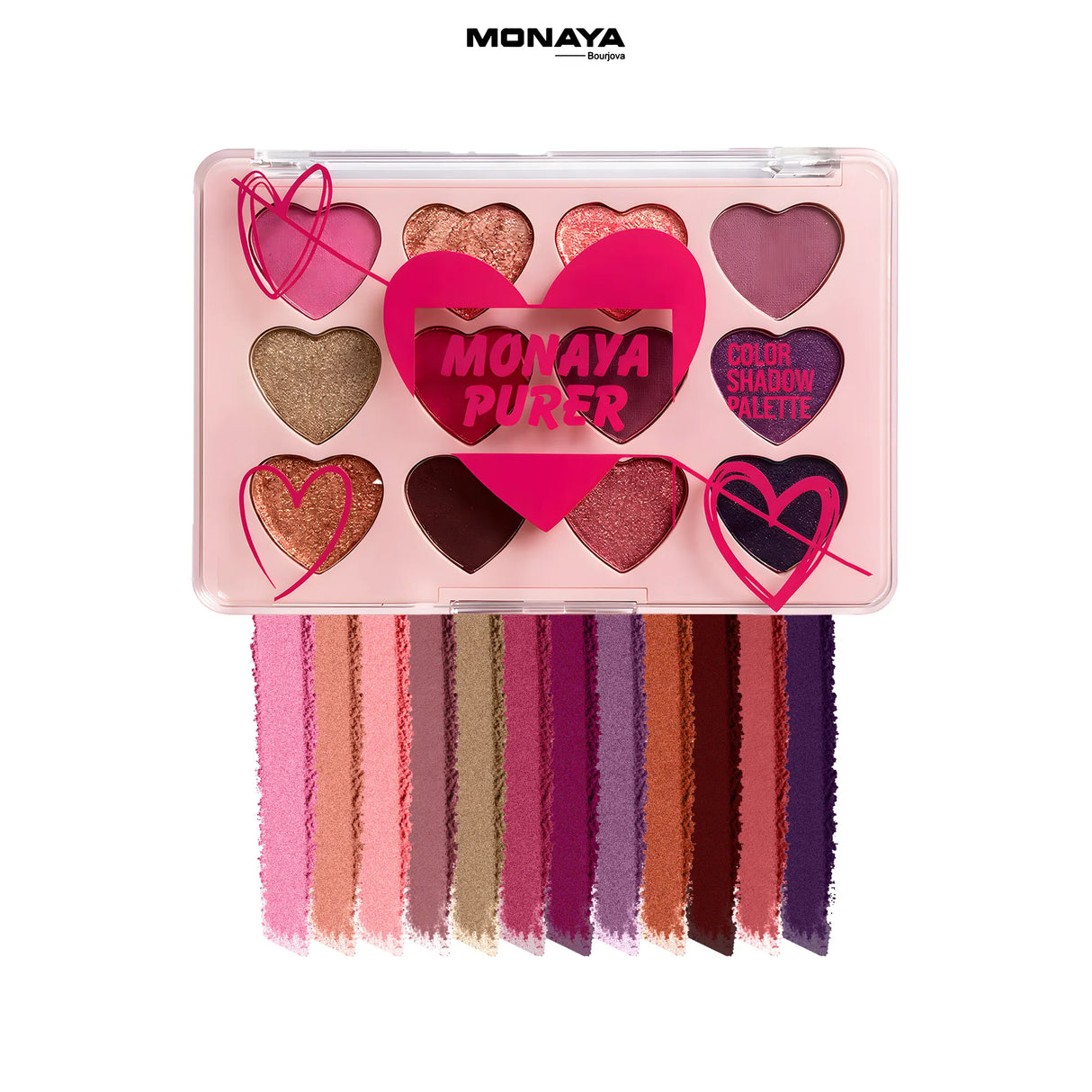 Purer Eyeshadow Palette, Highly Pigmented & Blendable, 12 Colors - Y003