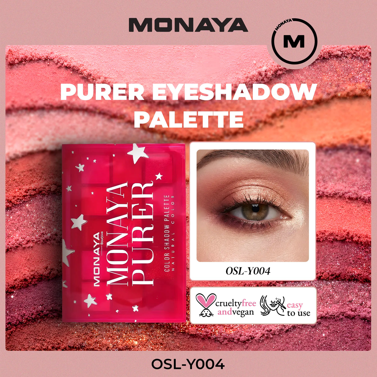 Purer Palette Shadow, Long Lasting, Blendable Natural Colors - 15 color - Y004