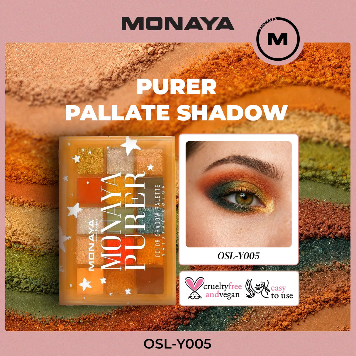 Purer Palette Shadow, Long Lasting, High Pigment  - 15 color - Y005