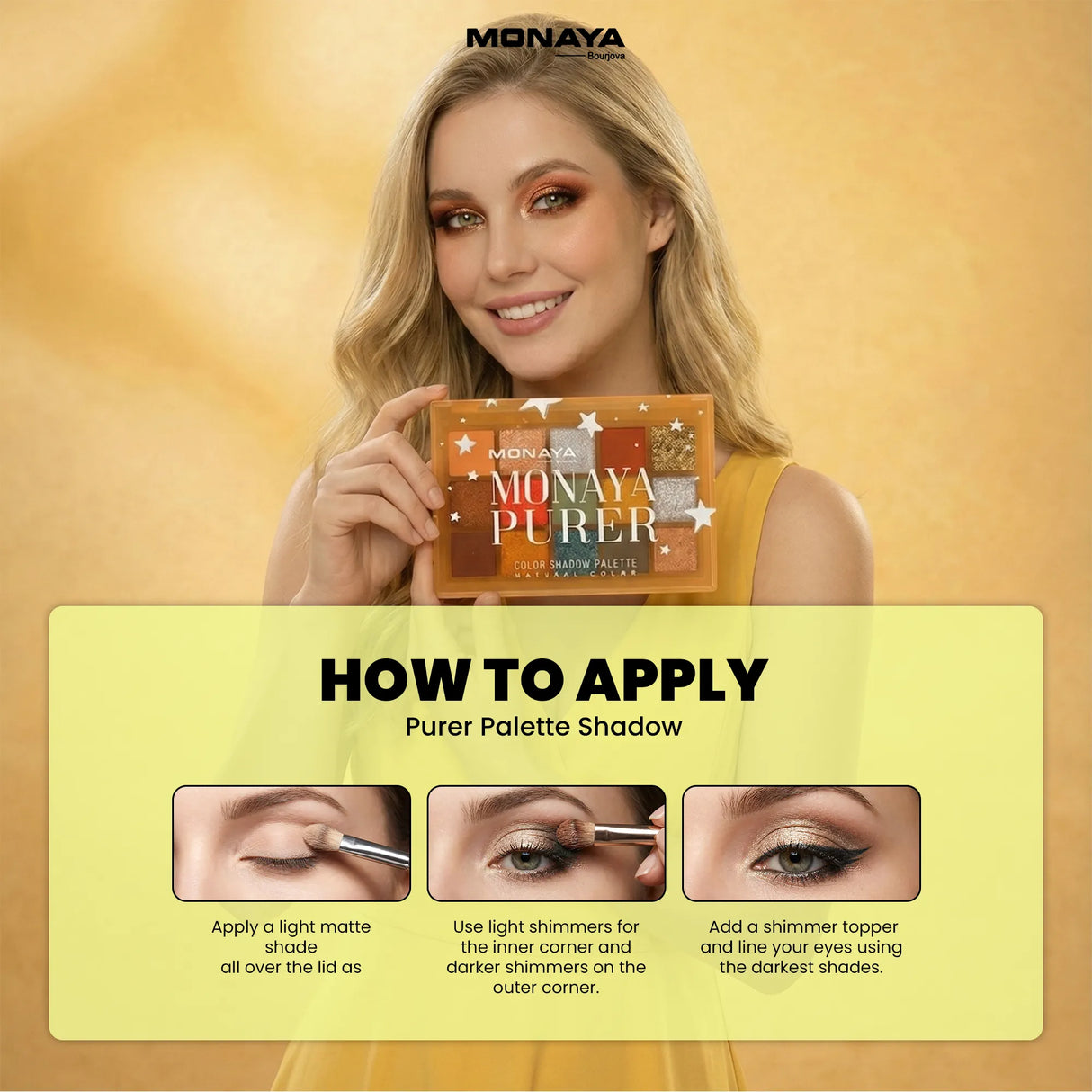 Purer Palette Shadow, Long Lasting, High Pigment  - 15 color - Y005