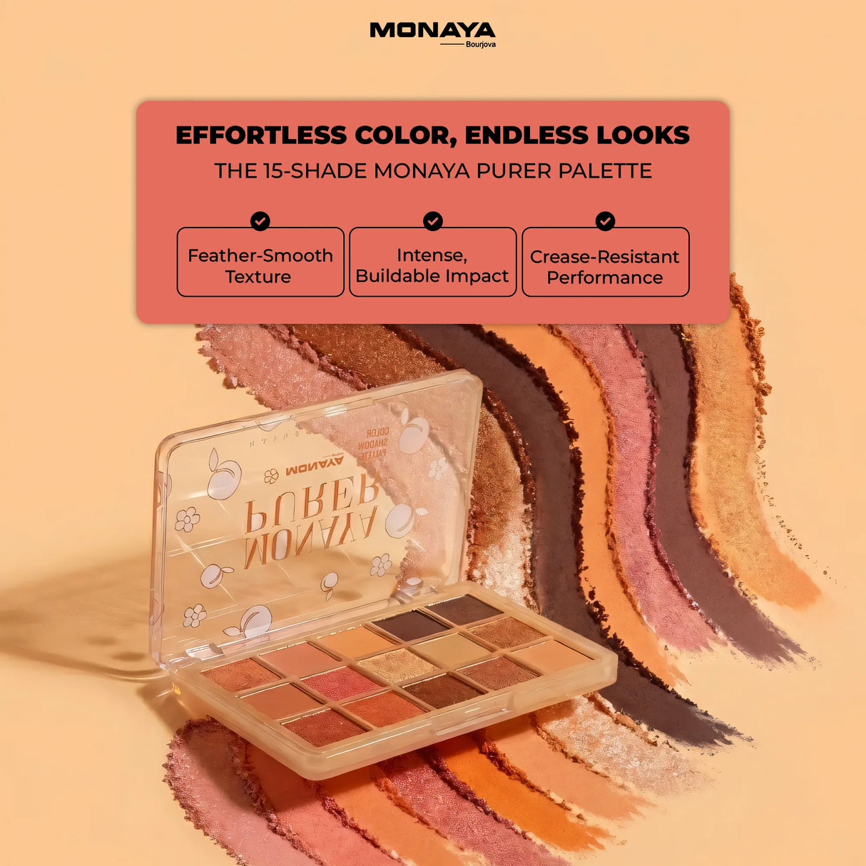 Purer Palette Shadow, Long-Lasting, Highly Pigmented, Smooth - 15 color - Y012