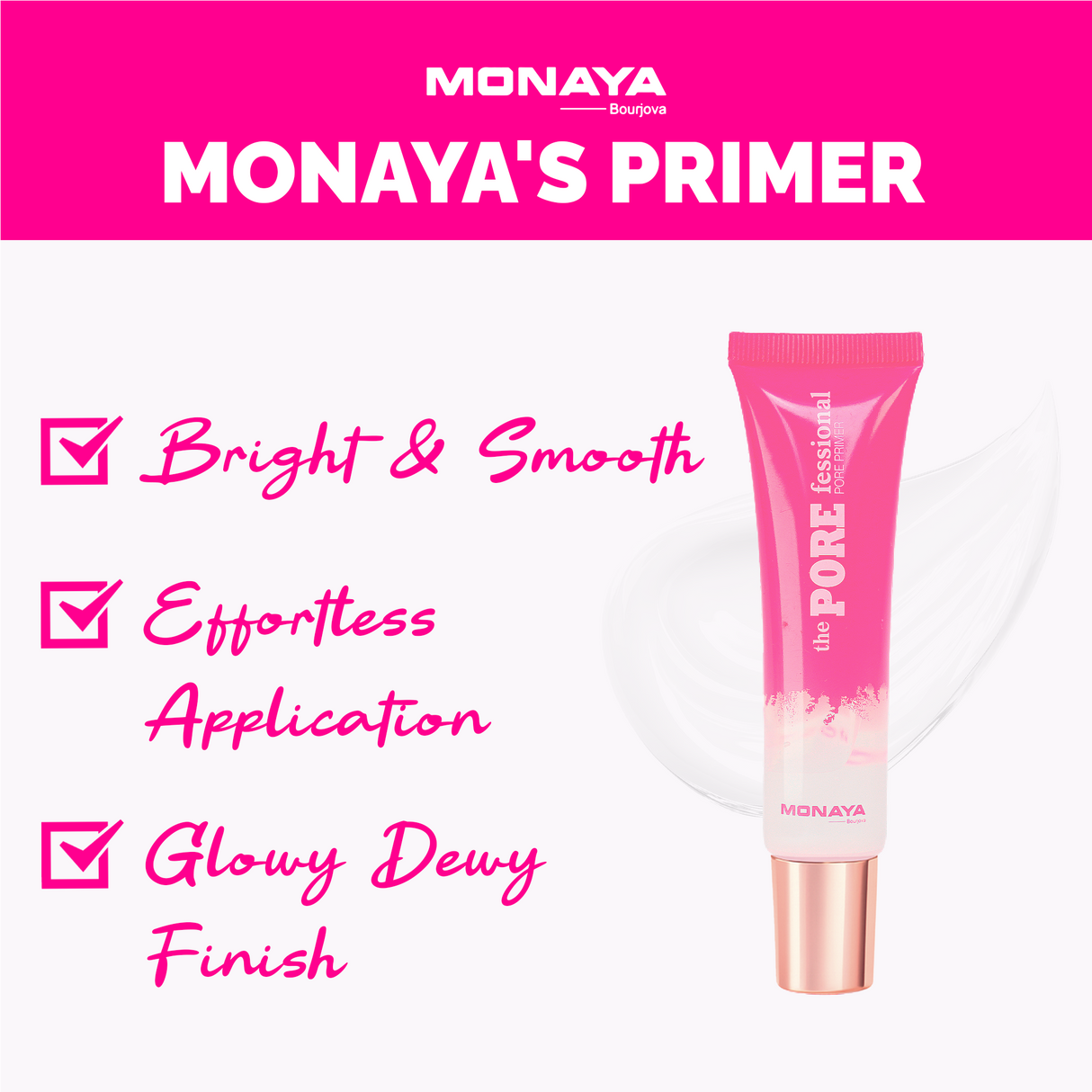 Monaya Hydrating & Blurring Makeup Primer, Clear, 24HR Wear, OSL-Z003