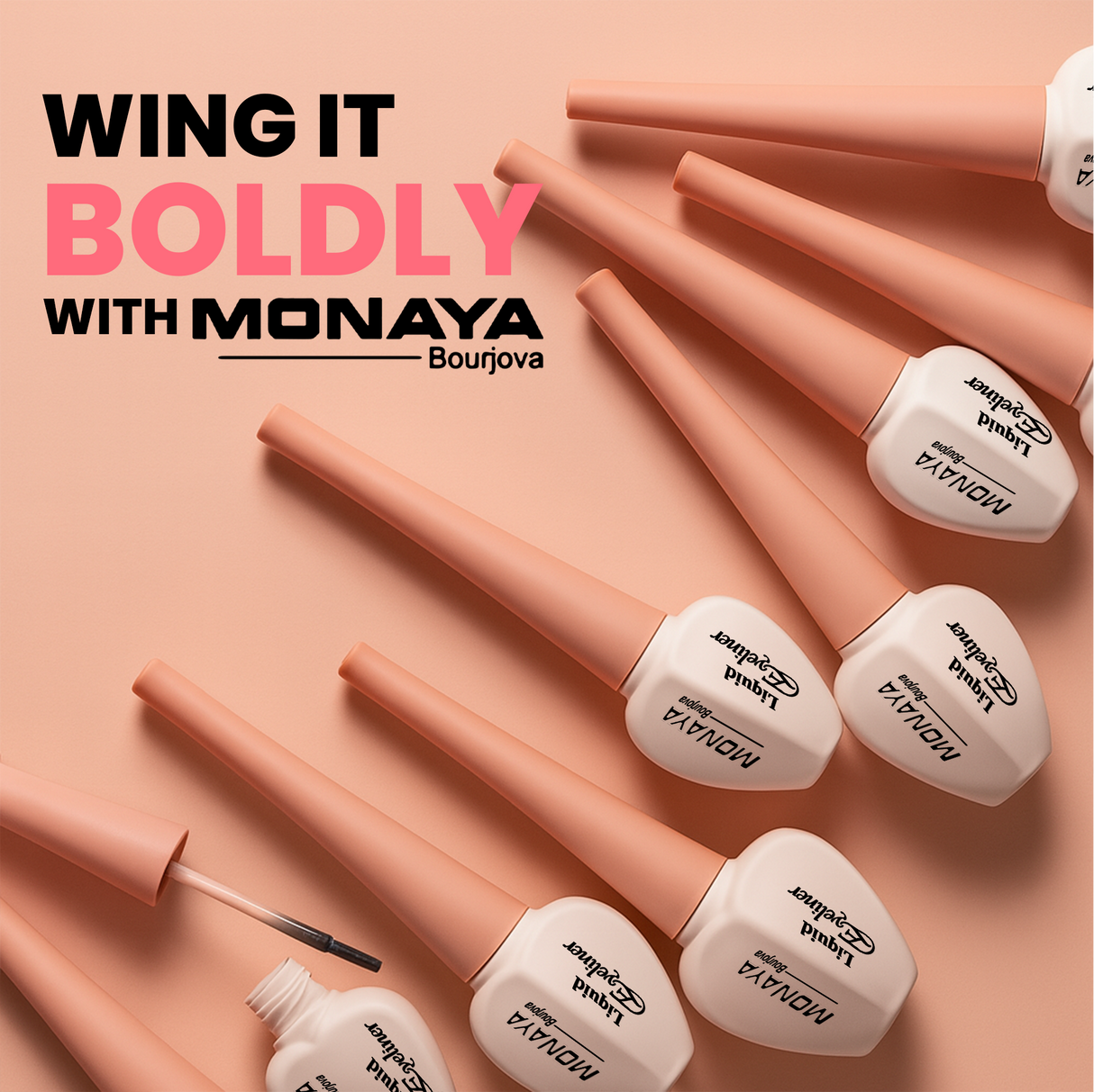 Monaya Precision Liquid Eyeliner, Waterproof & Smudge-Proof, Black, OSL-N007