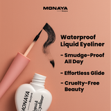 Monaya Precision Liquid Eyeliner, Waterproof & Smudge-Proof, Black, OSL-N007