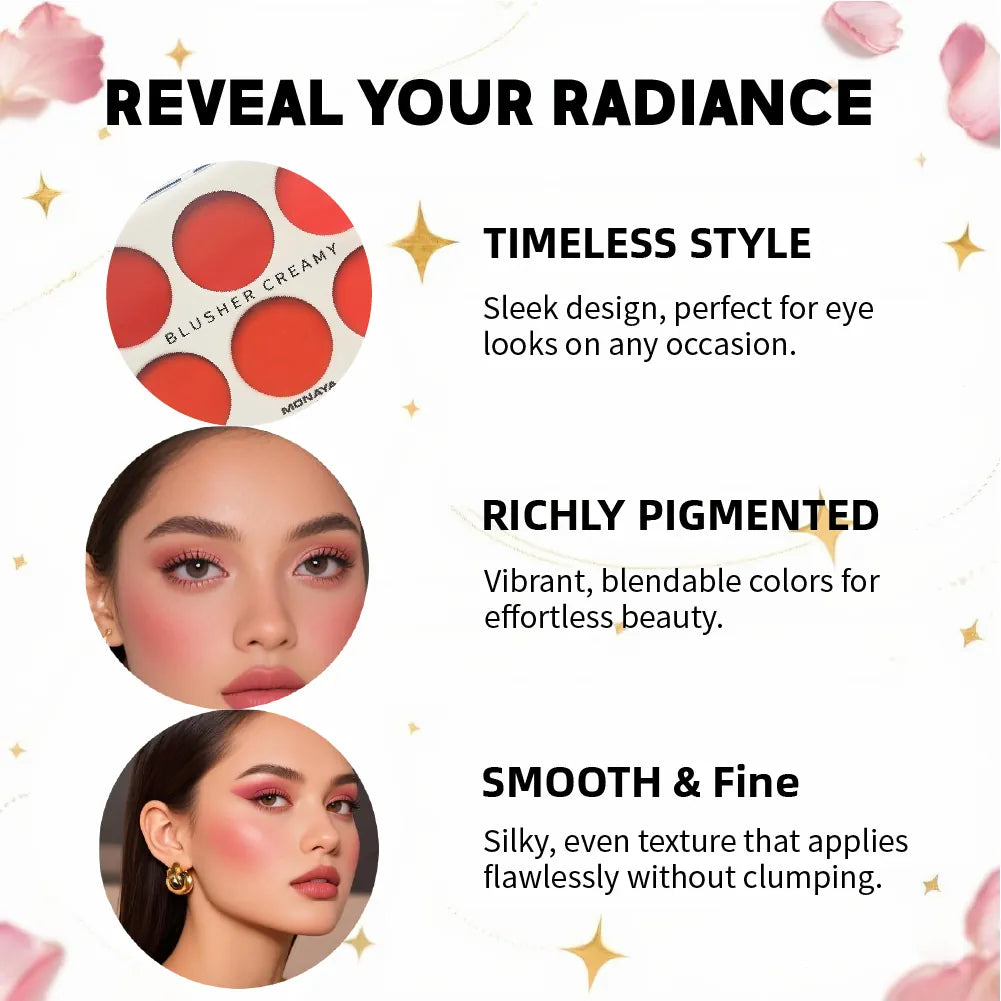 Velvet Glow Cream Blush, Long-Lasting & Moisturizing Formula - 6 Shades - S001