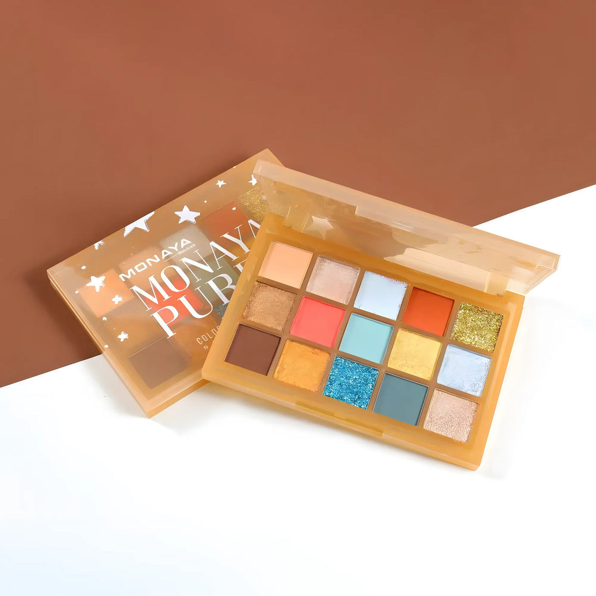 Monaya Y005 Purer Palette Shadow, Pallet Long Lasting Blendable Natural Colors Make Up Eye Shadows Cosmetics Gift Kit - 15 color