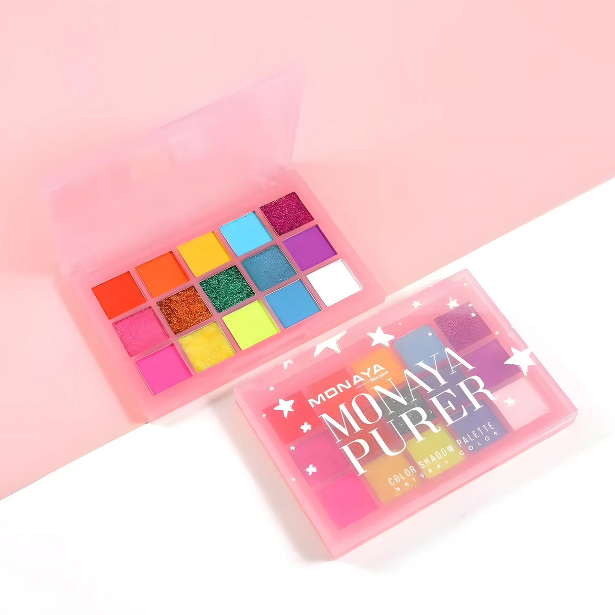 Monaya Y007 Purer Palette Shadow, Palette Long Lasting Blendable Natural Colors Make Up Eye Shadows Cosmetics Gift Kit - 15 color