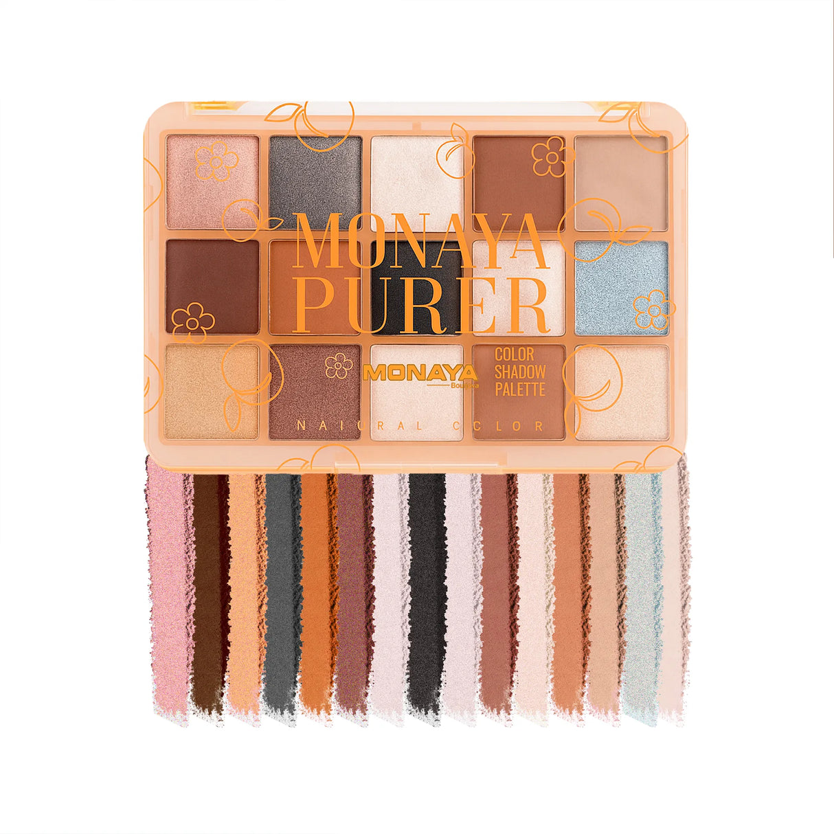 Monaya Y014 Purer Palette Shadow, Pallet Long Lasting Blendable Natural Colors Make Up Eye Shadows Cosmetics Gift Kit - 15 color