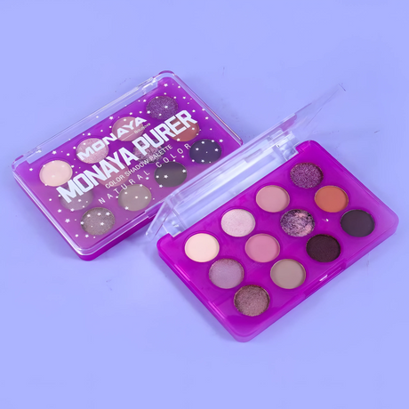 Monaya Y009 Purer Palette Shadow, Long Lasting9 Blendable Natural Colors Make Up Eye Shadows Cosmetics Gift Kit - 12 color